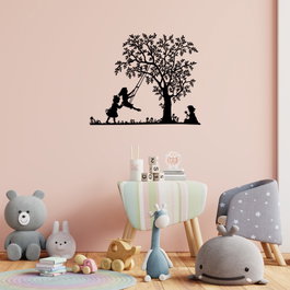 Wallity Swing And Kids Escultura de pared metálica negra